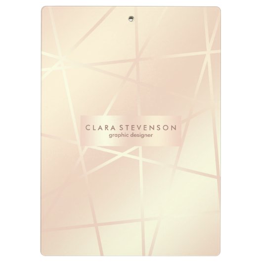 Elegant roos goud & zwart roze geometrisch klembord (Achterkant)