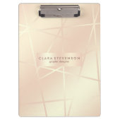 Elegant roos goud & zwart roze geometrisch klembord (Voorkant)