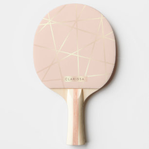 Elegant  roos goud & zwart roze geometrisch tafeltennisbatje
