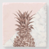 Elegant roos goudananas witte marmer stenen onderzetter (Voorkant)