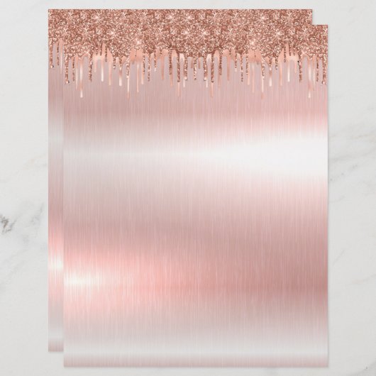 Elegant roos goudblanco papier, 8,5 x 11 inch (Voorkant / Achterkant)