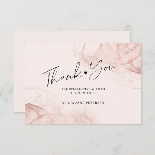 Elegant roos goudbruin baby shower bedankt (Voorkant / Achterkant)