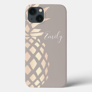 elegant roos gouden anananas & grijs iPhone 13 hoesje