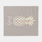 elegant roos gouden anananas & grijs fleece deken (Voorkant (Horizontaal))
