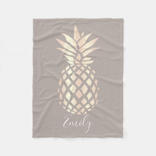  elegant roos gouden anananas & grijs fleece deken (Voorkant)