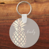  elegant roos gouden anananas & grijs sleutelhanger (Voorkant)
