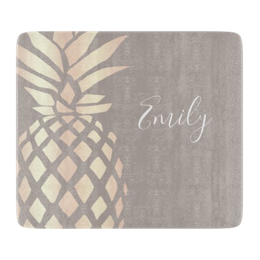  elegant roos gouden anananas & grijs snijplank (Voorkant)