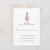Elegant Roos Gouden Ananas Bruiloft RSVP (Voorkant / Achterkant)