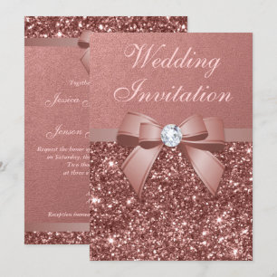 Elegant Roos Gouden Bruiloft Diamanten Boog Glitte Kaart