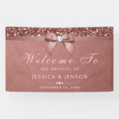 Elegant Roos Gouden Bruiloft Diamanten Boog Glitte Spandoek (Horizontaal)