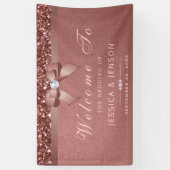 Elegant Roos Gouden Bruiloft Diamanten Boog Glitte Spandoek (Verticaal)