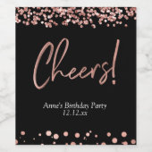 Elegant roos gouden cheers wijnlabel wijn etiket (Enkel label)