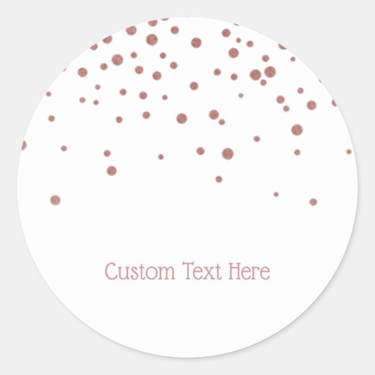 Elegant Roos Gouden Confetti Stippen Aangepaste te Ronde Sticker (Voorkant)