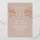 Elegant Roos Gouden Folie Bruiloft Uitnodiging (Voorkant)