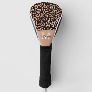 Elegant Roos Gouden Glam Luipaard Gepersonaliseerd Golfheadcover