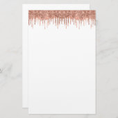 Elegant roos gouden glitter drip briefpapier (Voorkant / Achterkant)