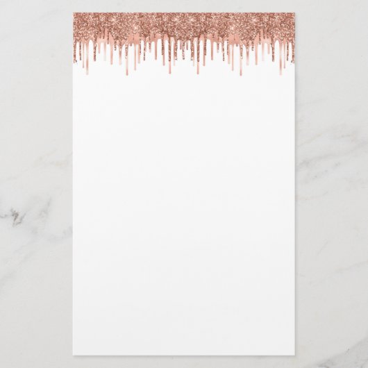 Elegant roos gouden glitter drip briefpapier (Voorkant)