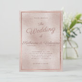 Elegant roos gouden glitter gradiënt foto bruiloft kaart (Staand voorkant)