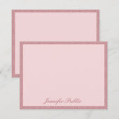 Elegant Roos Gouden Glitter Kalligrafeerde Sjabloo Notitiekaartje (Voorkant / Achterkant)