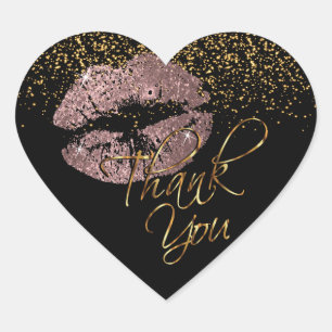 Elegant Roos Gouden Glitter Lipcolor - Dank u Hart Sticker