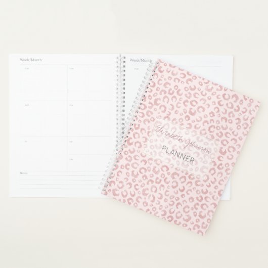 Elegant Roos Gouden Glitter Luipaard Patroon Planner (Display)