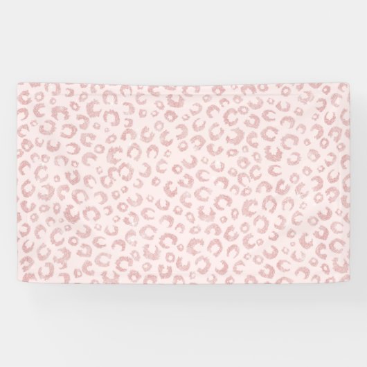 Elegant Roos Gouden Glitter Luipaard Patroon Spandoek (Horizontaal)