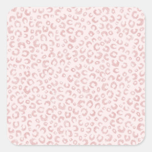 Elegant Roos Gouden Glitter Luipaard Patroon Vierkante Sticker