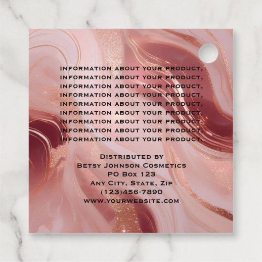 Elegant Roos Gouden Glitter Product Label (Achterkant)