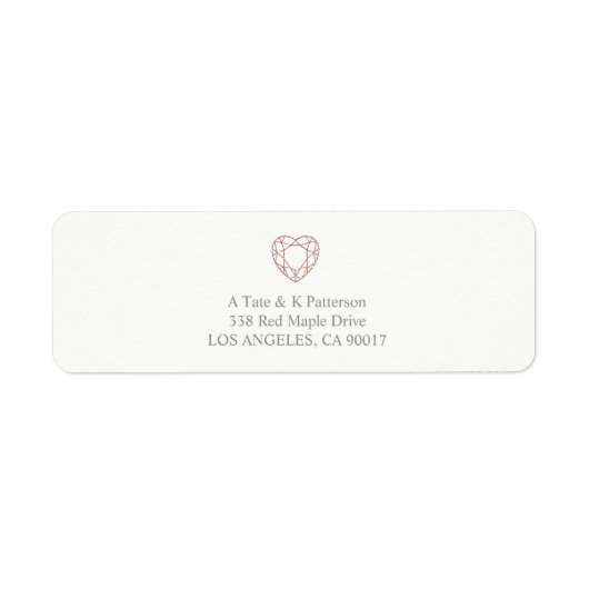 Elegant roos gouden hart retour adres labels (Voorkant)