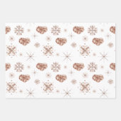 Elegant Roos Gouden Harten & Bloemen op Wit Inpakpapier Vel (Voorkant)