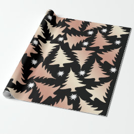 Elegant roos gouden kerstboomstructuur cadeaupapier