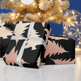 Elegant roos gouden kerstboomstructuur cadeaupapier