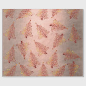 Elegant roos gouden kerstboomstructuur cadeaupapier (Vlak)