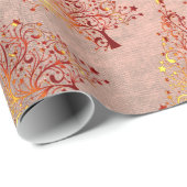 Elegant roos gouden kerstboomstructuur cadeaupapier (Rol Hoek)