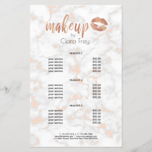 Elegant roos gouden lippen en marmer flyer