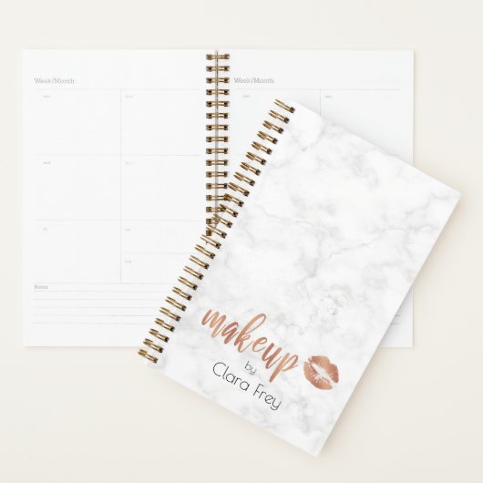 Elegant roos gouden lippen en marmer planner (Display)