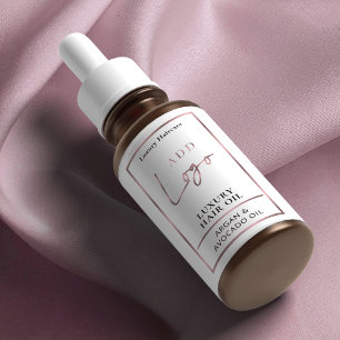 Elegant Roos Gouden Logo Haarolie 2OZ Dropper Fles Etiket