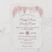 Elegant Roos Gouden Palm Bladeren Trouwuitnodiging Kaart (Voorkant / Achterkant)