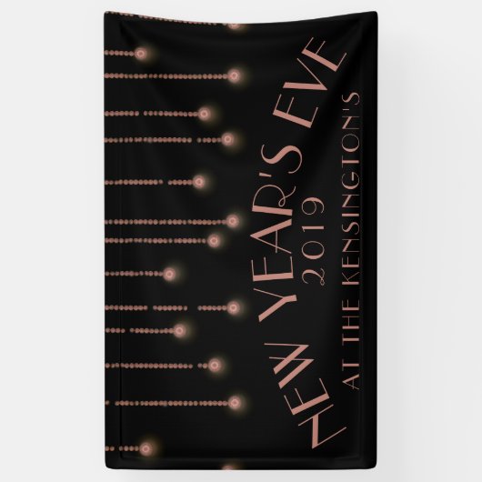 Elegant Roos Gouden Sparkle Oudejaarsfeest Spandoek (Verticaal)