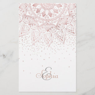 Elegant Roos Gouden Stippen Mandala Briefpapier