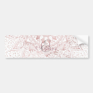 Elegant Roos Gouden Stippen Mandala Bumpersticker