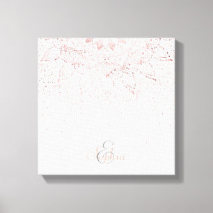 Elegant Roos Gouden Stippen Mandala Canvas Afdruk