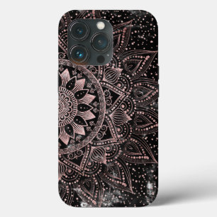 Elegant Roos Gouden Stippen Mandala Marmer iPhone 13 Pro Hoesje