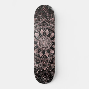 Elegant Roos Gouden Stippen Mandala Marmer Skateboard