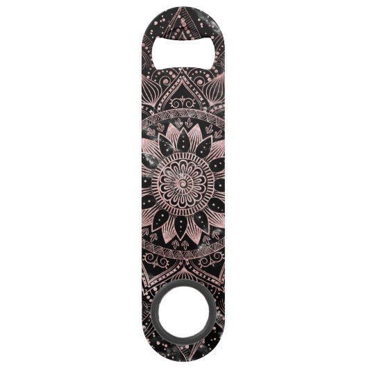 Elegant Roos Gouden Stippen Mandala Marmer Speed Flessenopener (Achterkant)