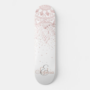 Elegant Roos Gouden Stippen Mandala Skateboard