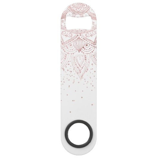 Elegant Roos Gouden Stippen Mandala Speed Flessenopener (Achterkant)