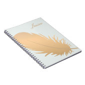 Elegant Roos gouden veren kunst gepersonaliseerd Notitieboek (Rechterzijde)