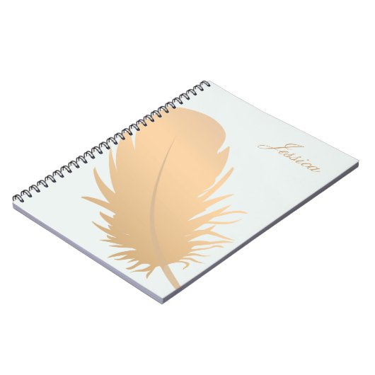 Elegant Roos gouden veren kunst gepersonaliseerd Notitieboek (Linkerzijde)