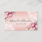 Elegant Roos Gouden Waterverf Bloemen Huwelijk Informatiekaartje (Voorkant)